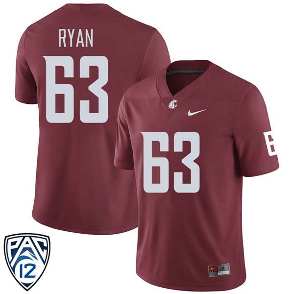 Men #63 Liam Ryan Washington State Cougars College Football Jerseys Sale-Crimson